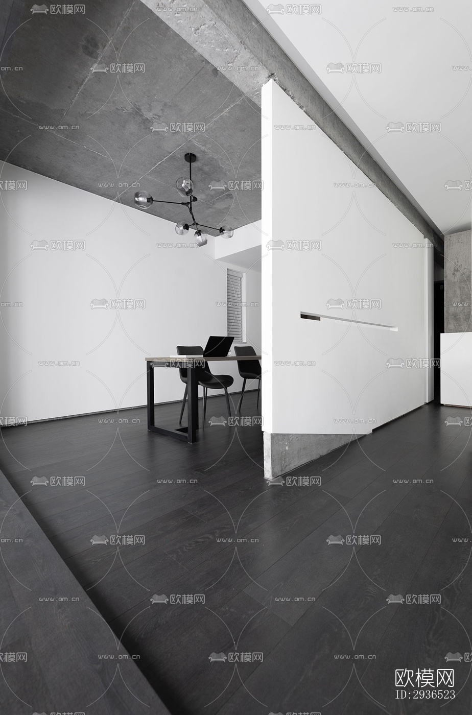 高级灰办公区效果图下载（渲染图16）