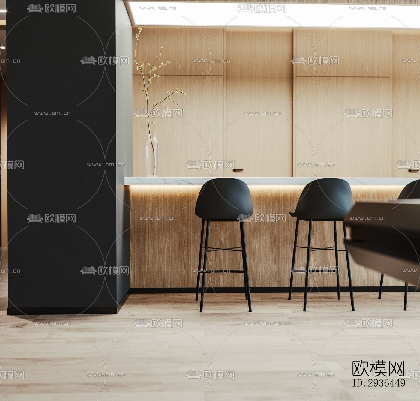 现代办公区效果图下载（渲染图2）