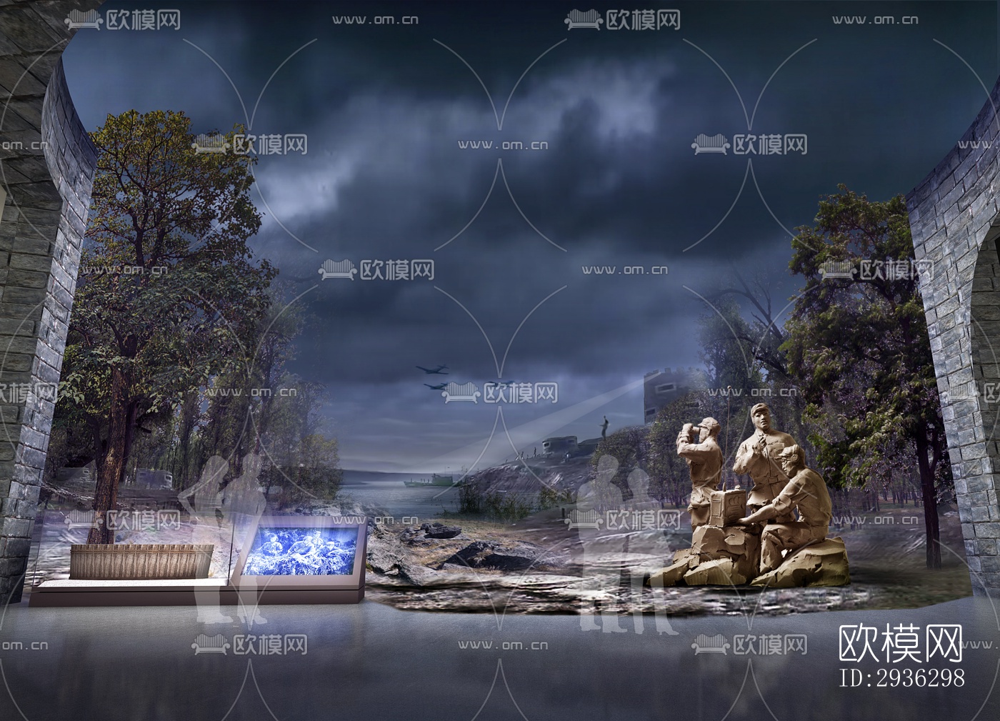 新中式美术博物馆效果图下载（渲染图8）