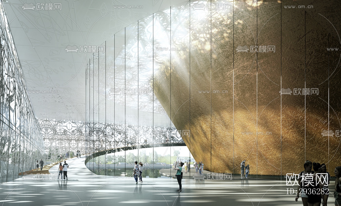 新中式美术博物馆效果图下载（渲染图3）