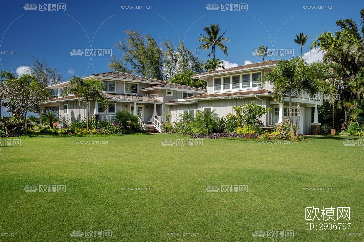 美式居住建筑效果图下载（渲染图8）