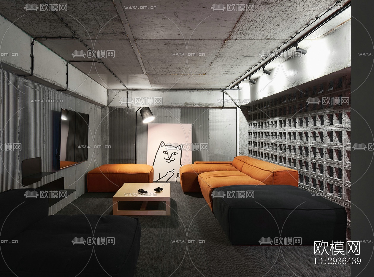 工业风办公区效果图下载（渲染图6）