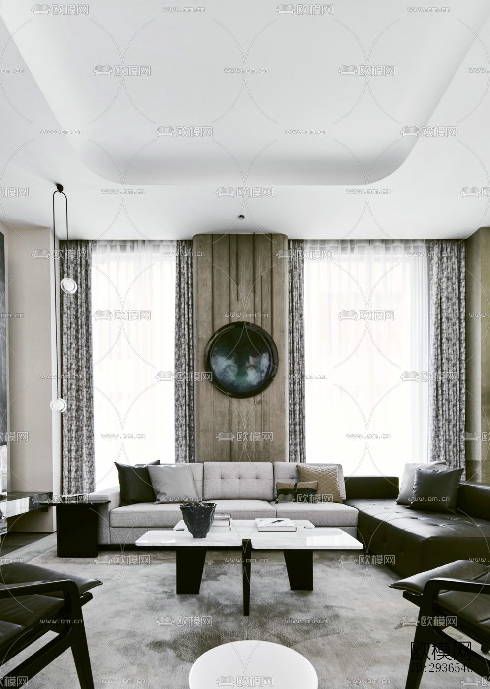 新中式商务大堂效果图下载（渲染图4）