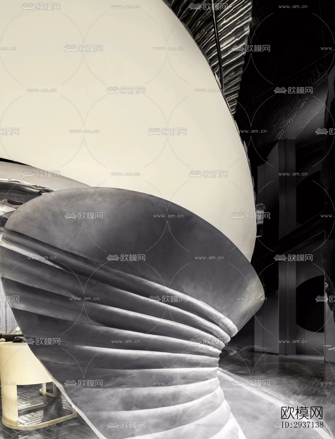 高级灰西餐厅效果图下载（渲染图9）