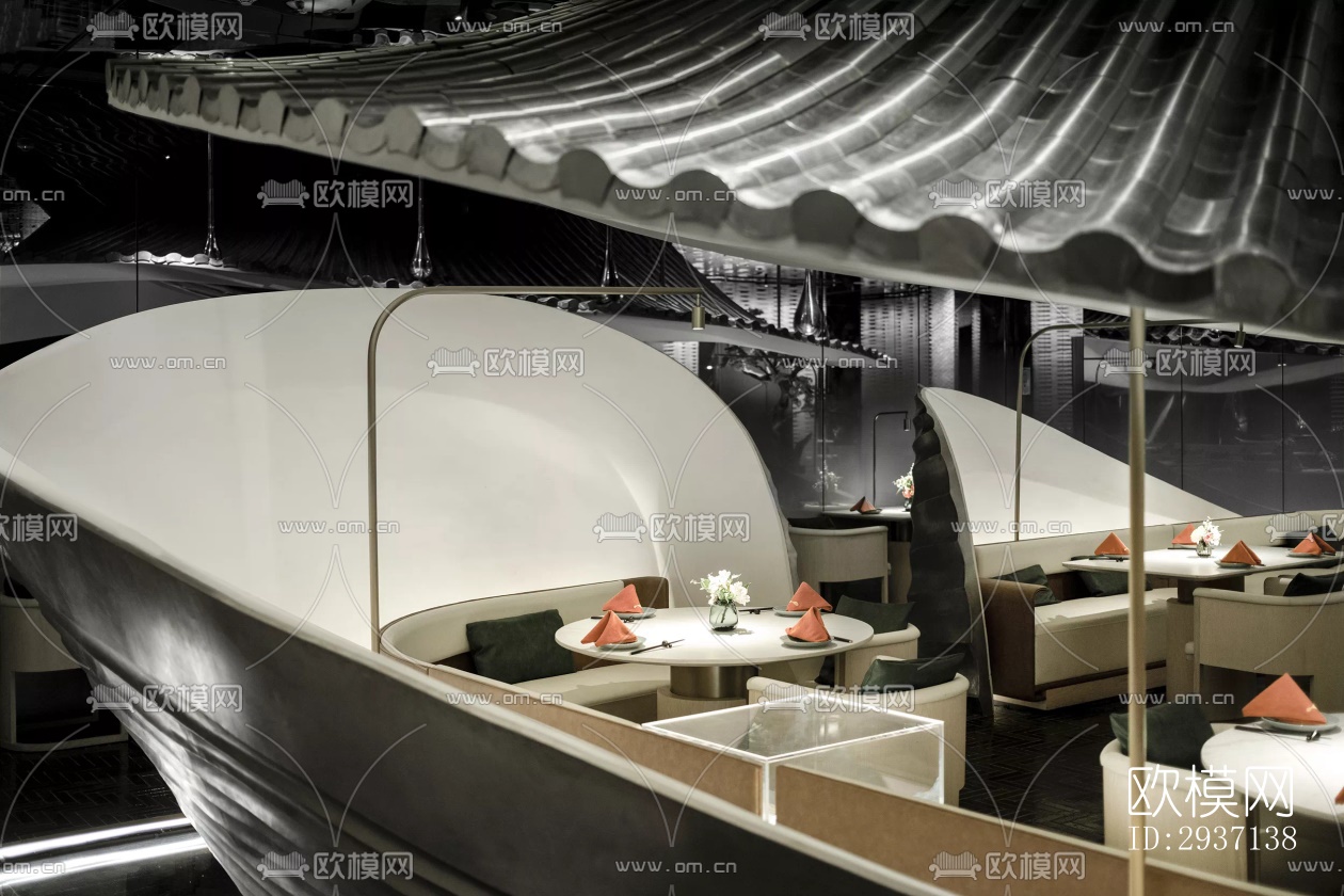 高级灰西餐厅效果图下载（渲染图8）