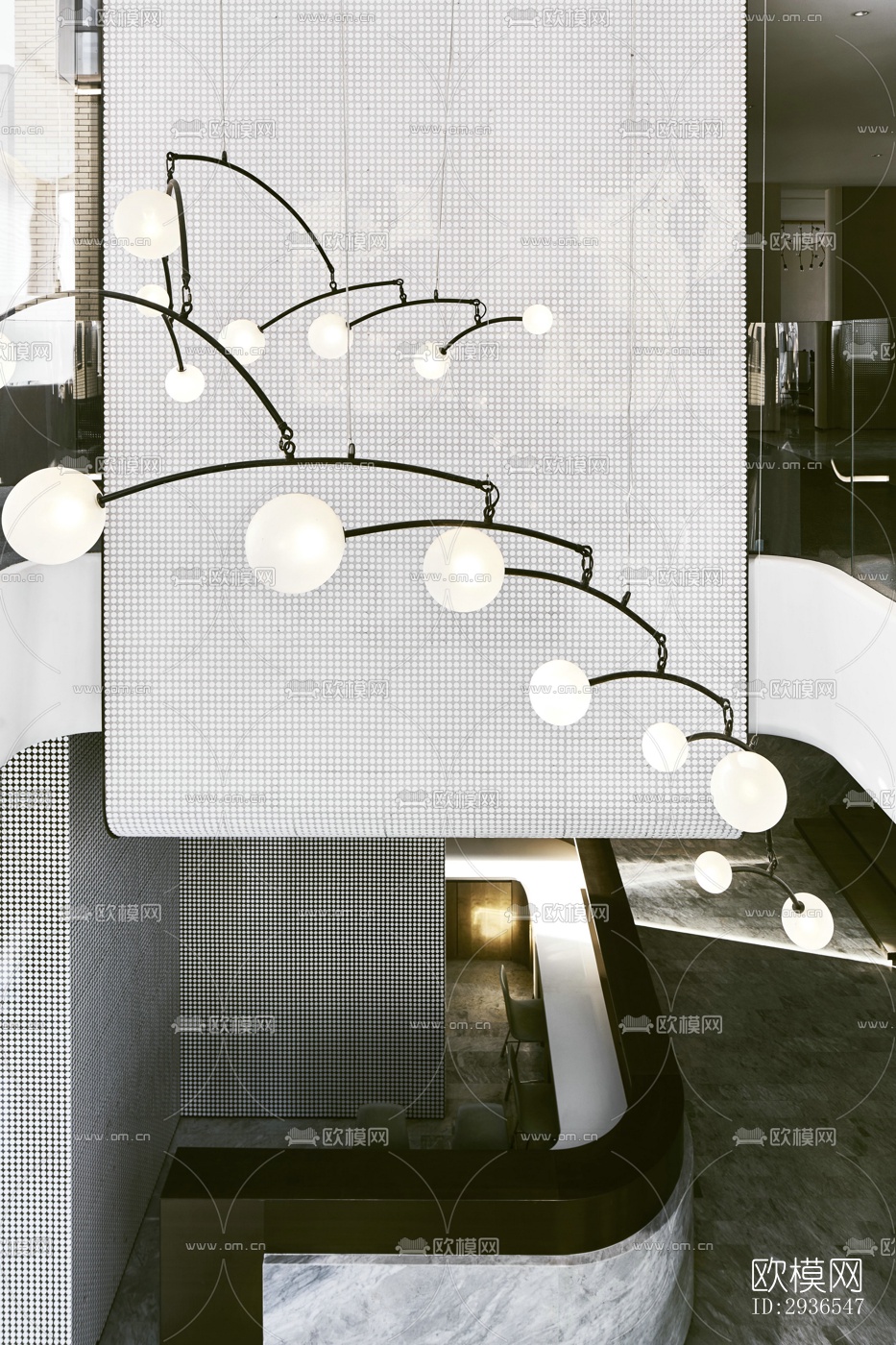 新中式商务大堂效果图下载（渲染图10）