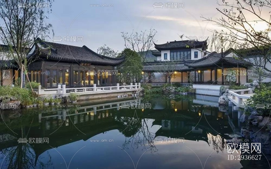 新中式居住建筑效果圖下載(渲染圖6)