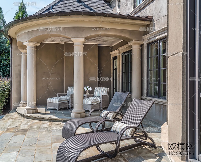 美式居住建筑效果图下载（渲染图3）