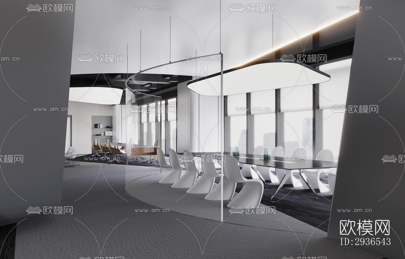 高级灰办公区效果图下载（渲染图8）