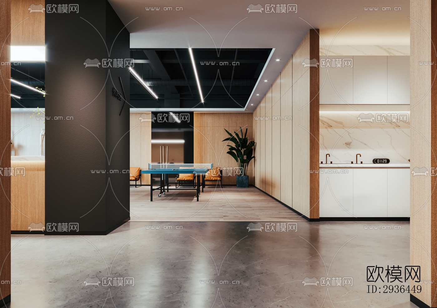 现代办公区效果图下载（渲染图11）