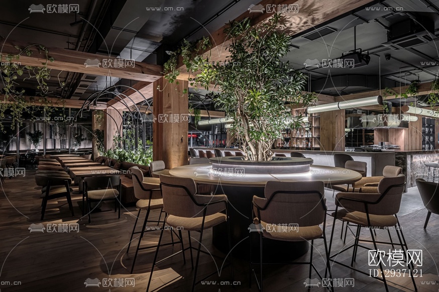 工業(yè)風西餐廳效果圖下載(渲染圖1)