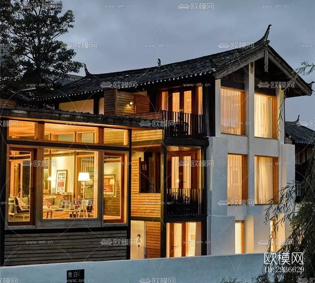 新中式居住建筑效果圖下載(渲染圖10)