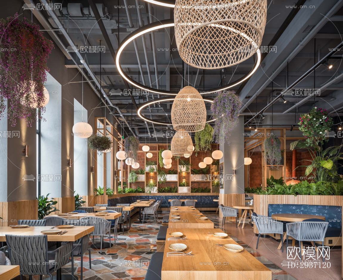 工业风西餐厅效果图下载（渲染图4）