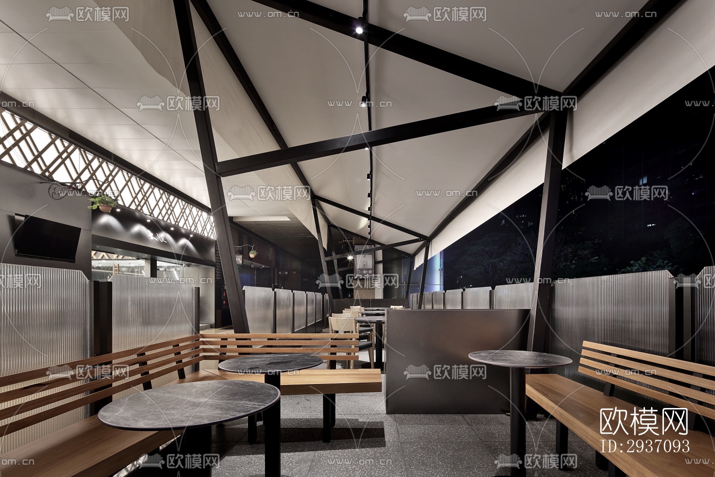 高级灰火锅烤肉效果图下载（渲染图13）