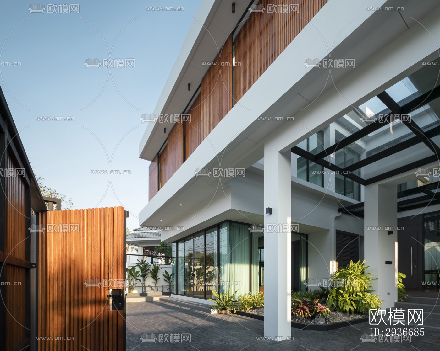 现代居住建筑效果图下载（渲染图1）