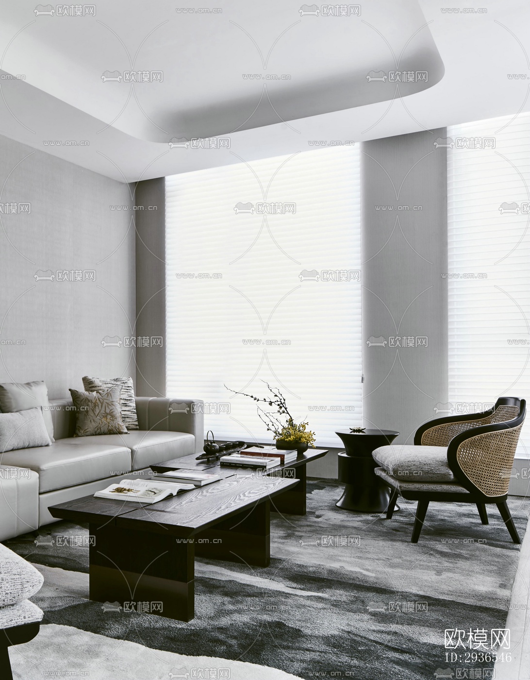 新中式商务大堂效果图下载（渲染图15）