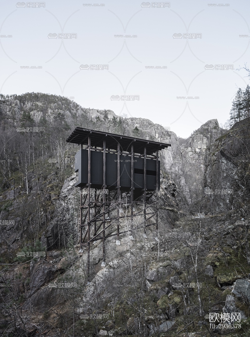 高级灰美术博物馆效果图下载（渲染图18）