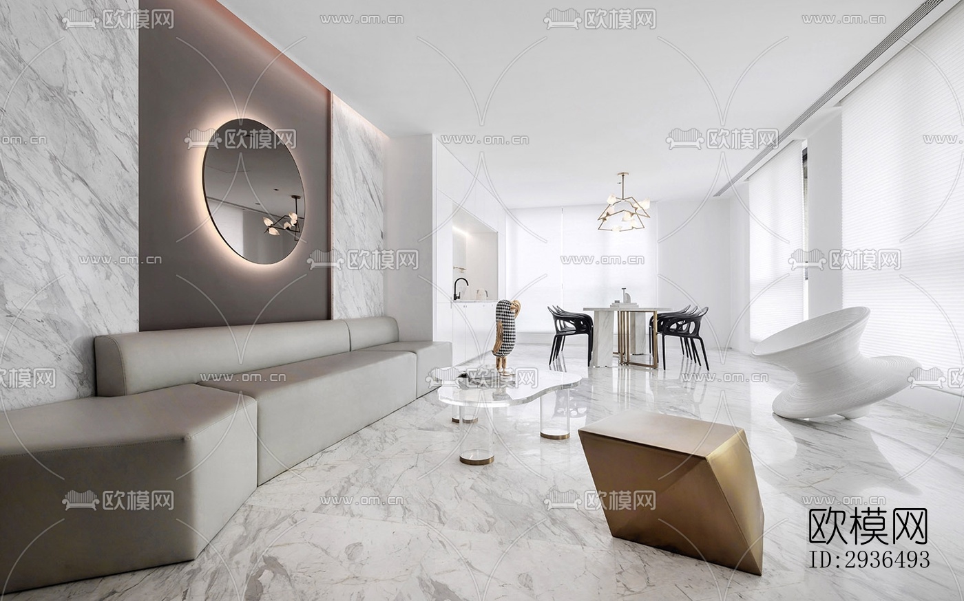 现代办公区效果图下载（渲染图4）