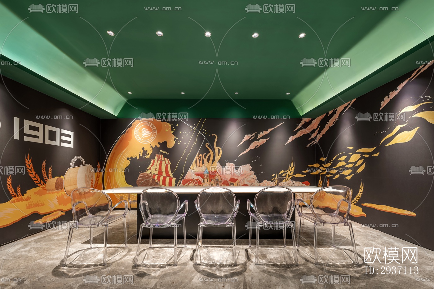 后现代西餐厅效果图下载（渲染图2）