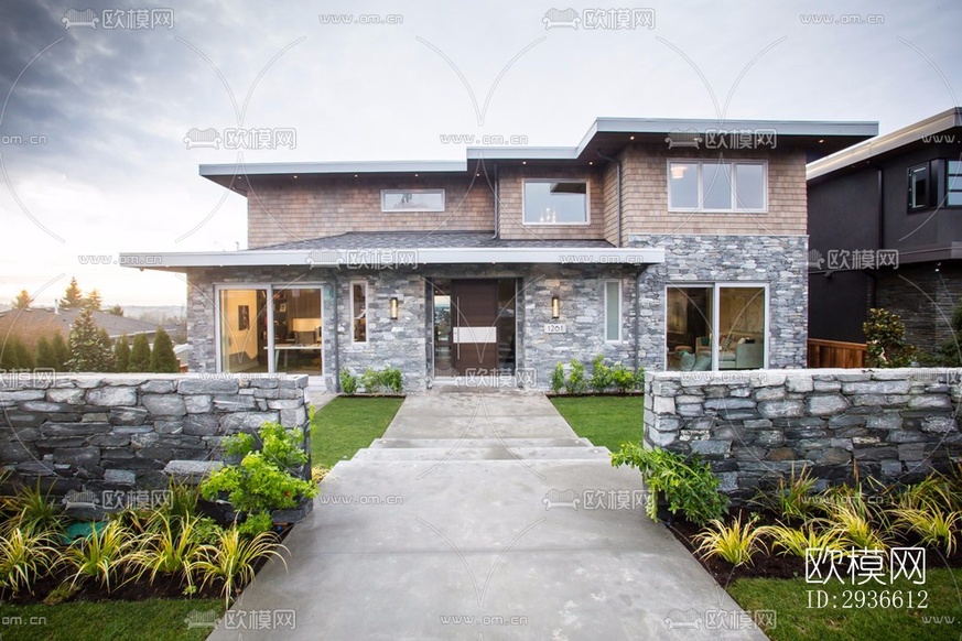 工业风居住建筑效果图下载(渲染图15)