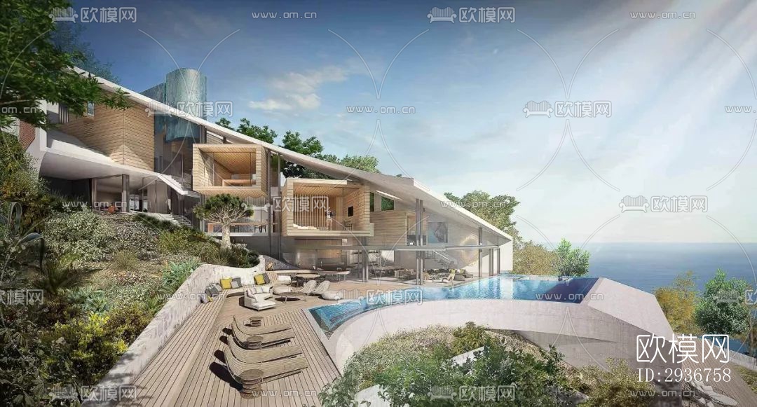 现代居住建筑效果图下载（渲染图1）