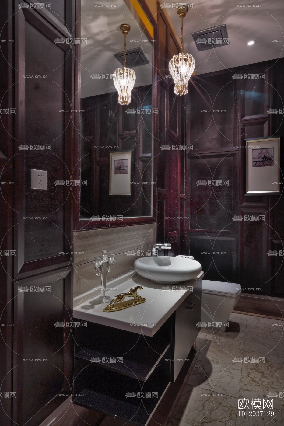 欧式西餐厅效果图下载（渲染图8）