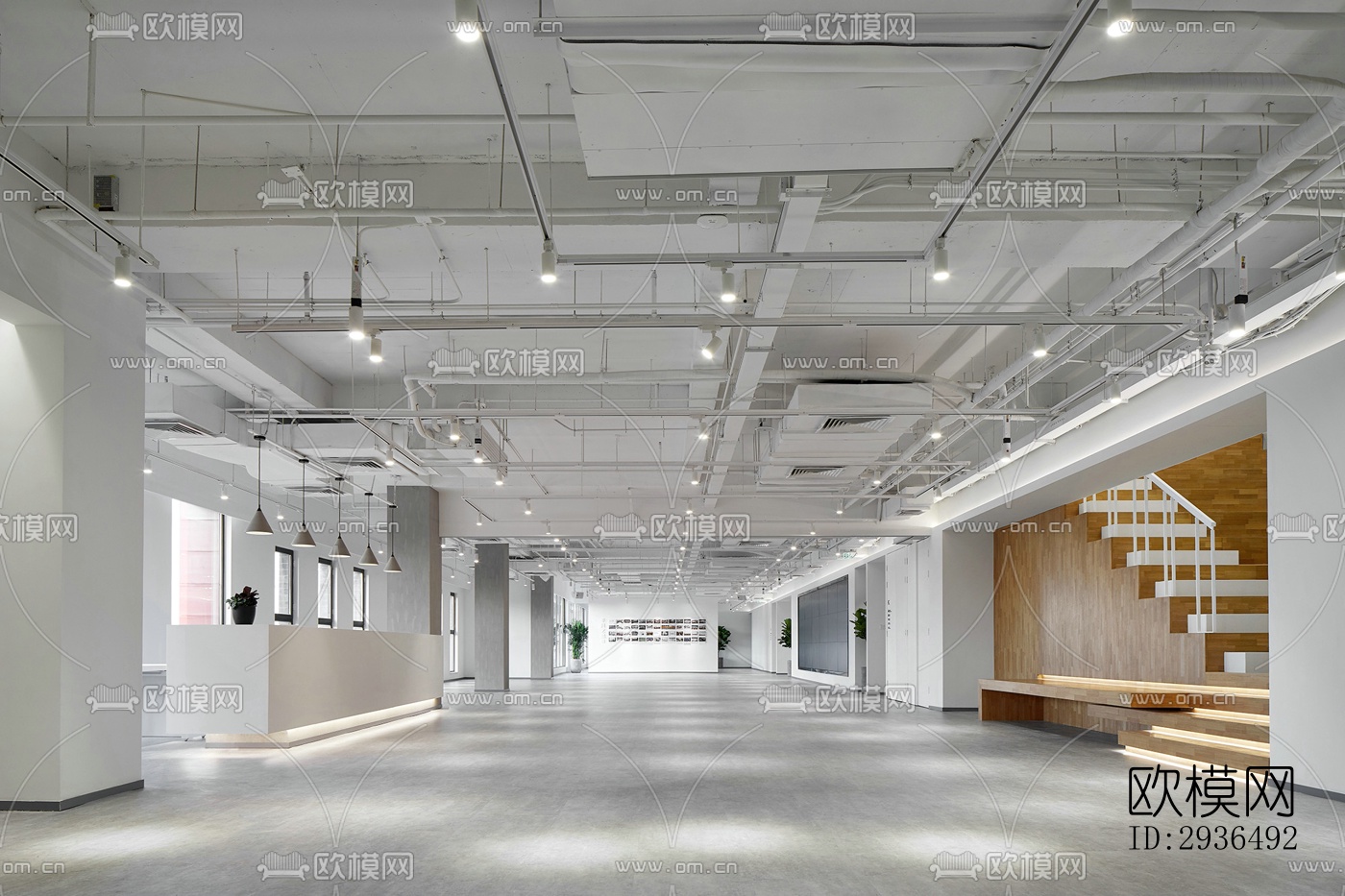 现代办公区效果图下载（渲染图10）