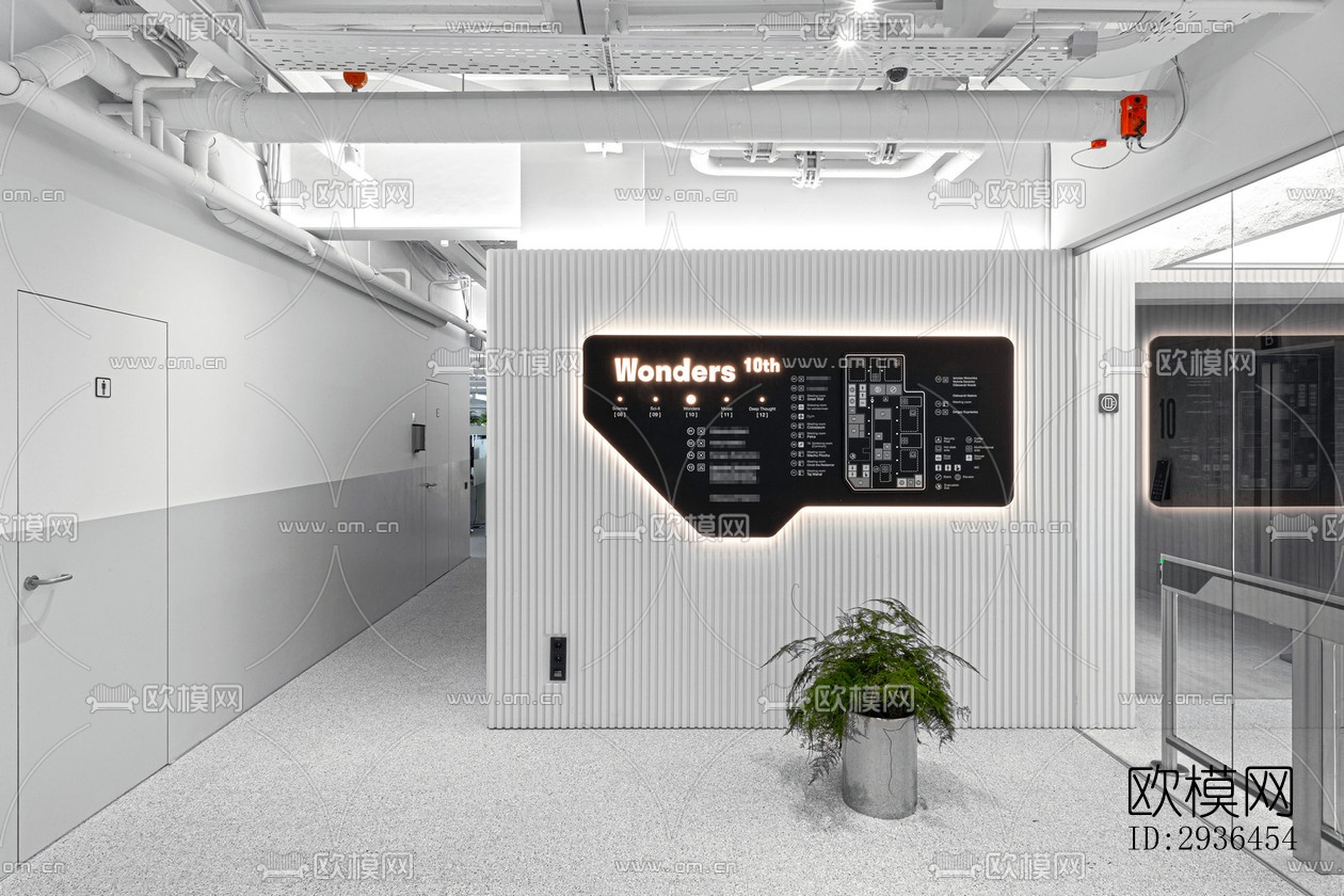 现代办公区效果图下载（渲染图1）