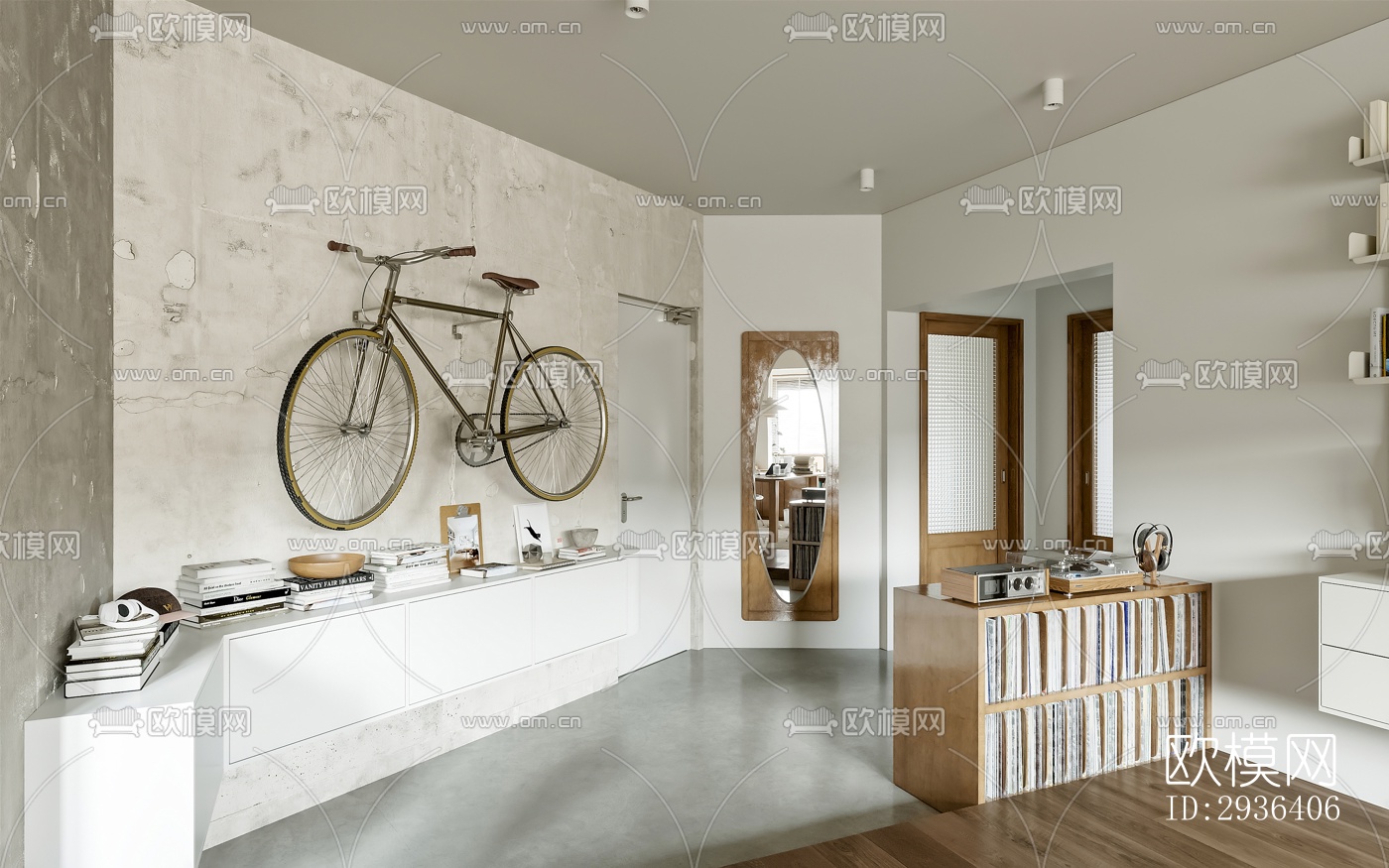 中古风办公区效果图下载（渲染图5）