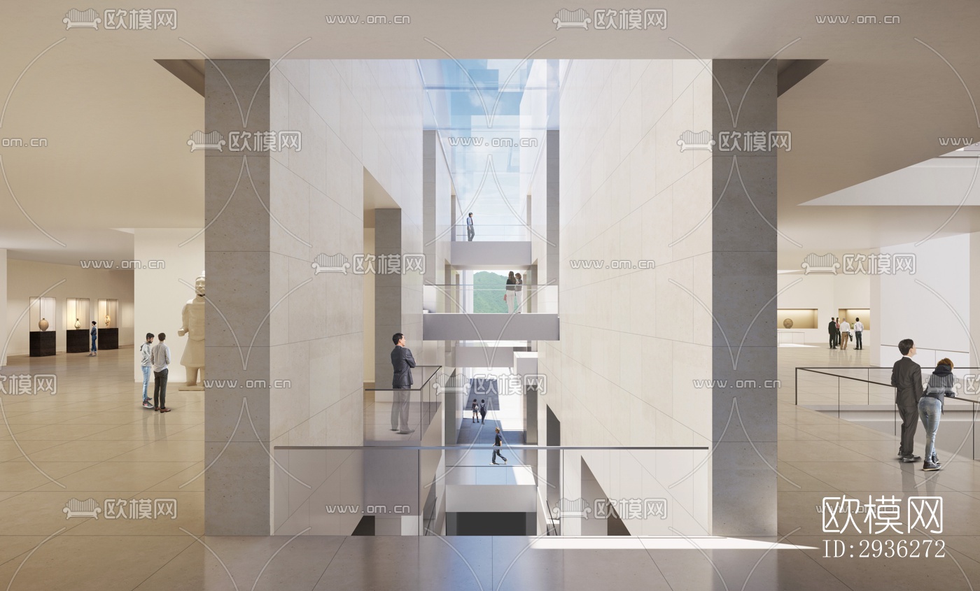 新中式美术博物馆效果图下载（渲染图3）