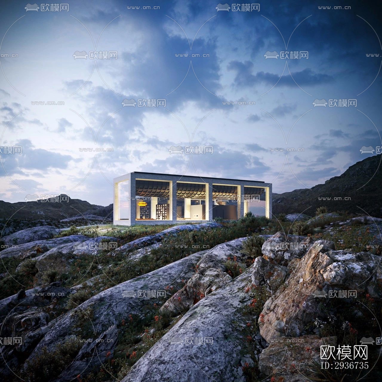 现代居住建筑效果图下载（渲染图3）