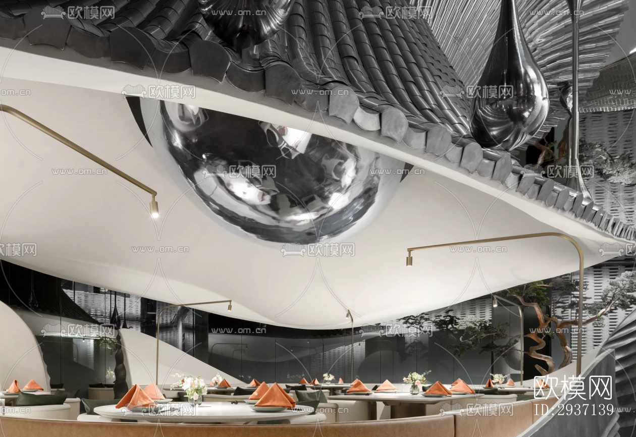高级灰西餐厅效果图下载（渲染图9）