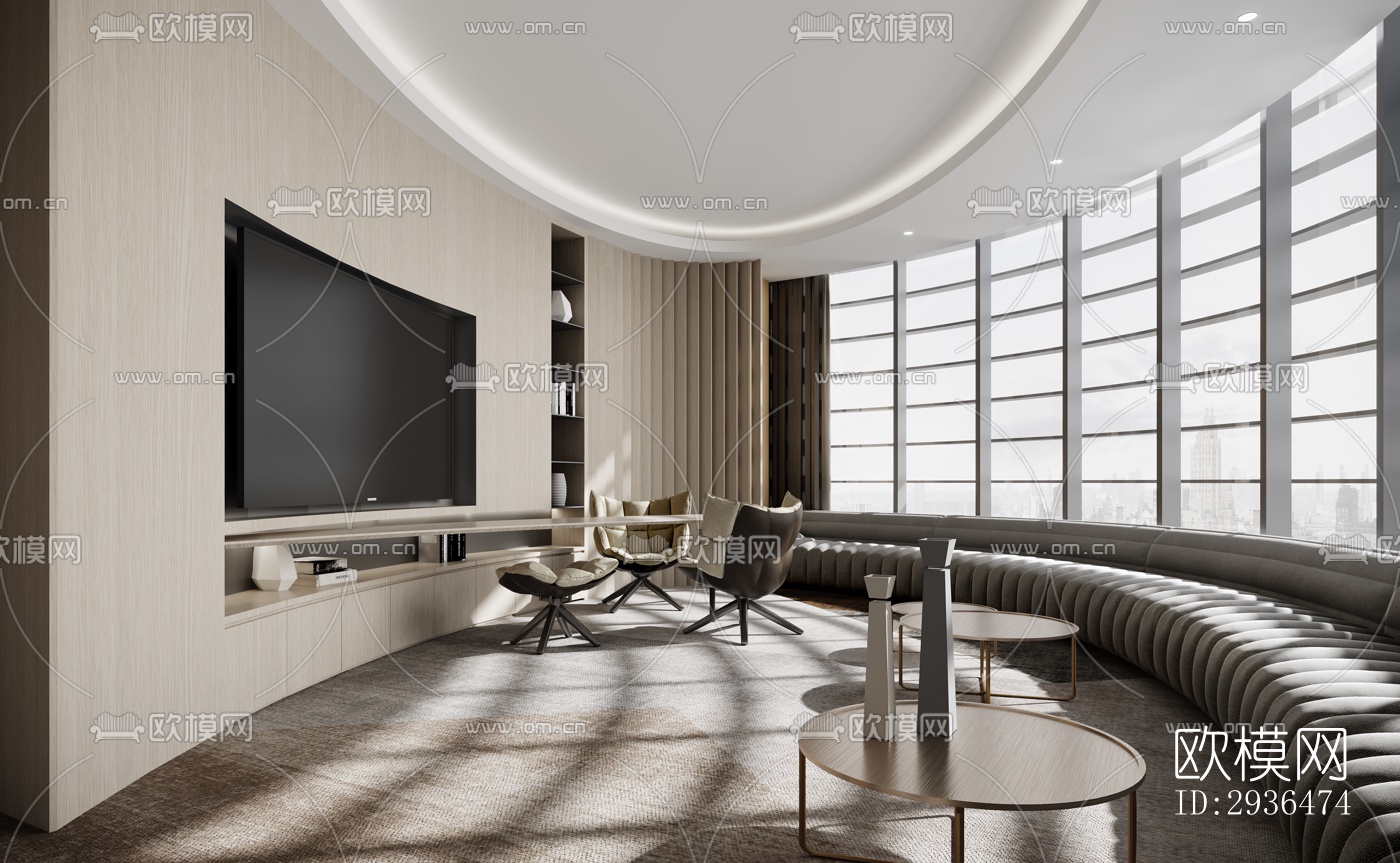 现代办公区效果图下载（渲染图15）