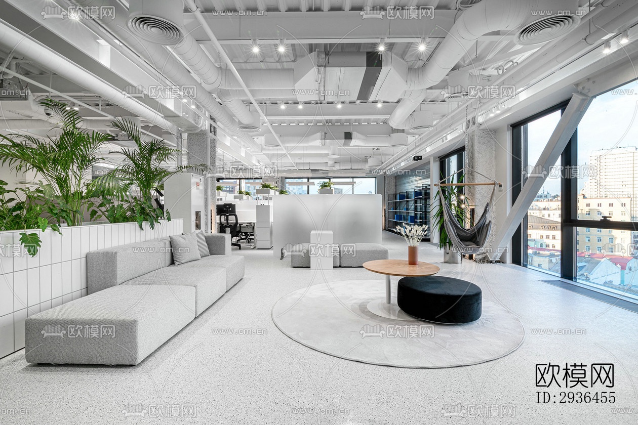 现代办公区效果图下载（渲染图6）