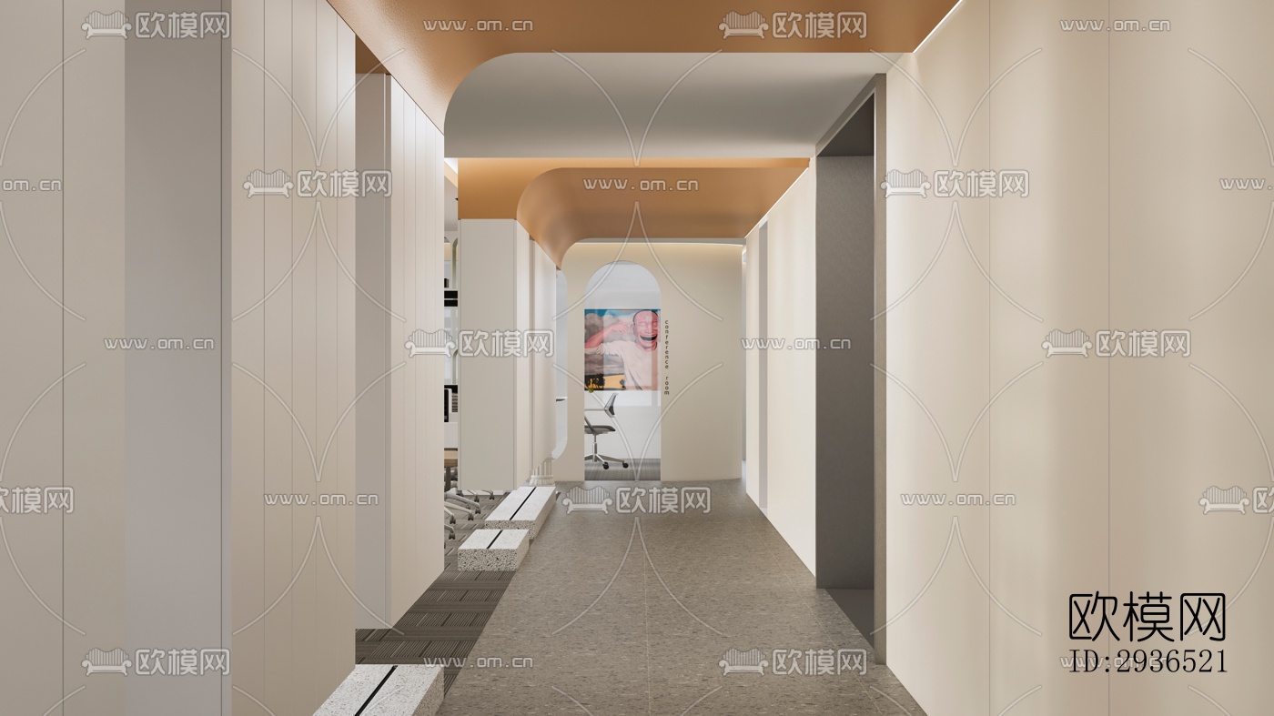 现代办公区效果图下载（渲染图11）