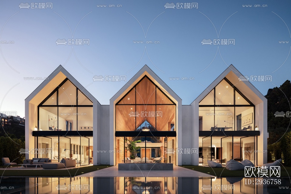 现代居住建筑效果图下载（渲染图9）