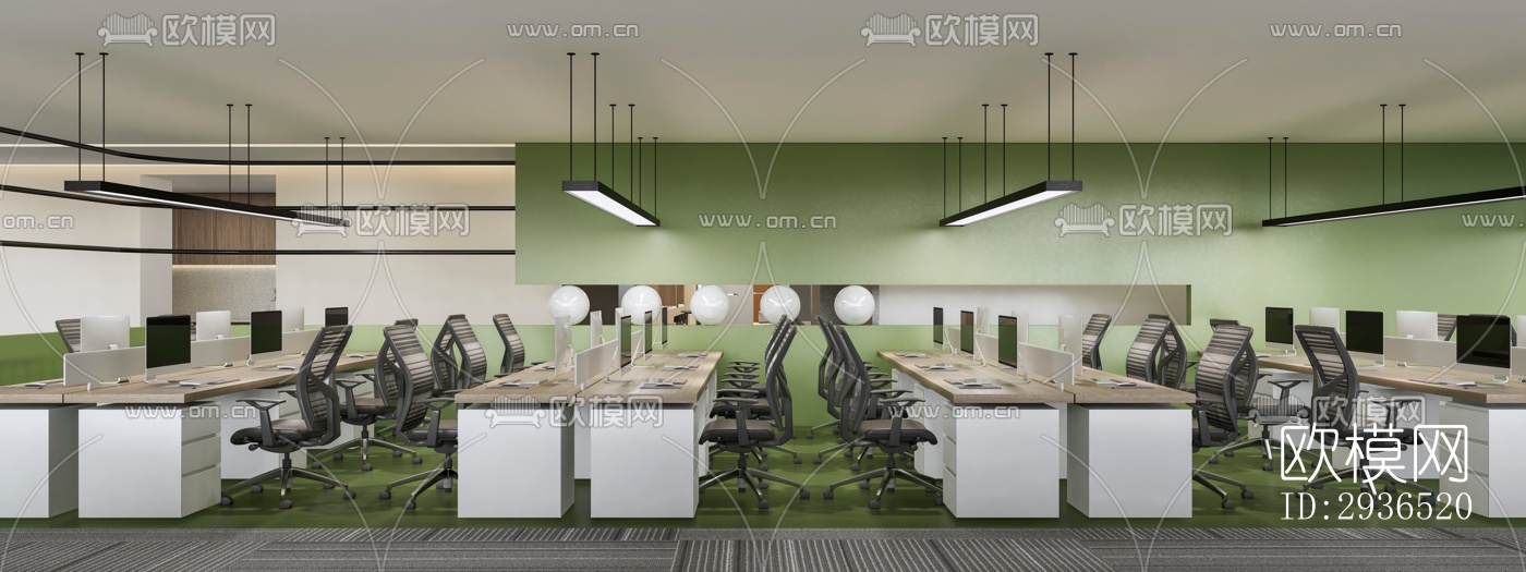 现代办公区效果图下载（渲染图7）