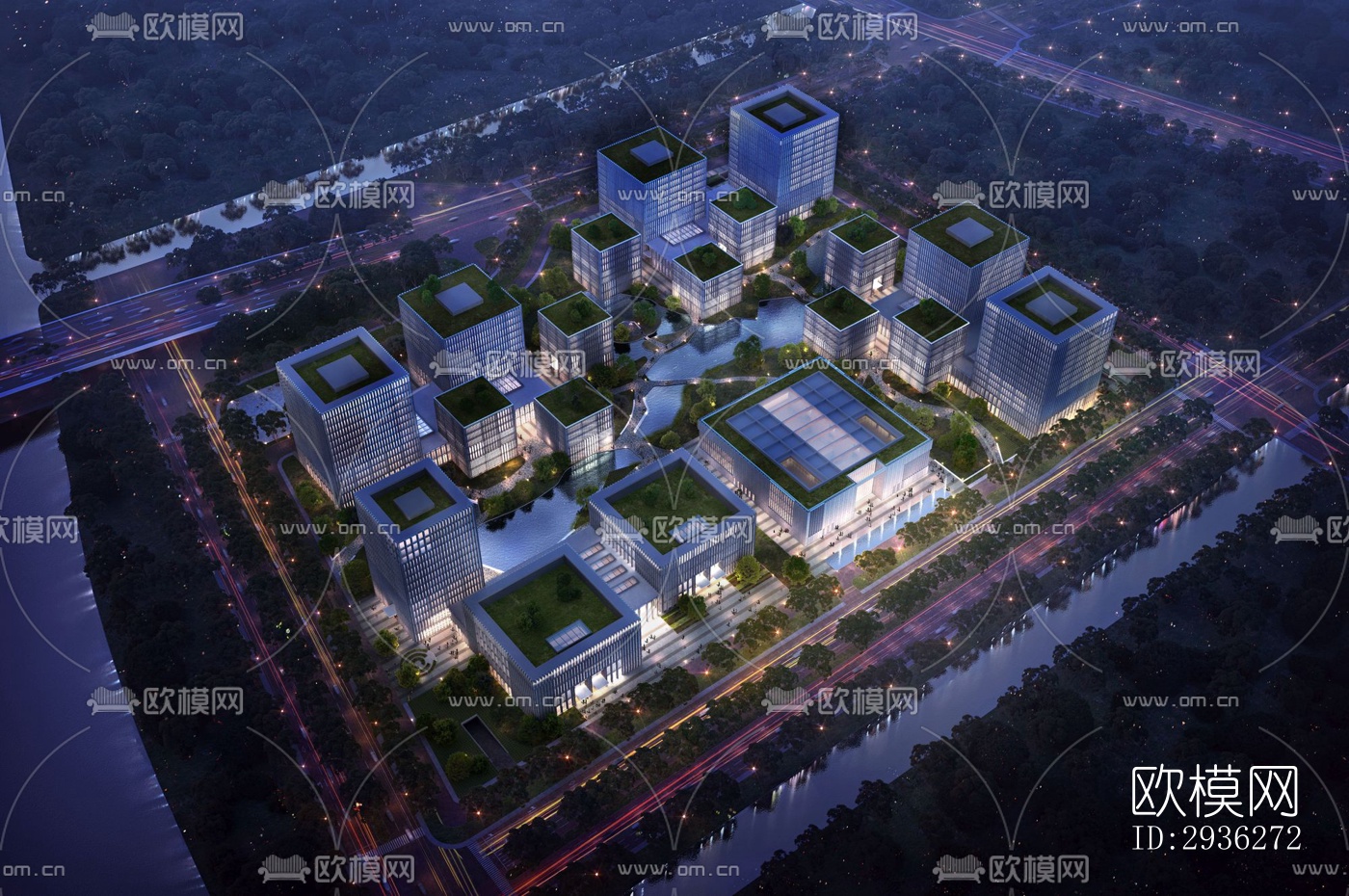 新中式美术博物馆效果图下载（渲染图14）