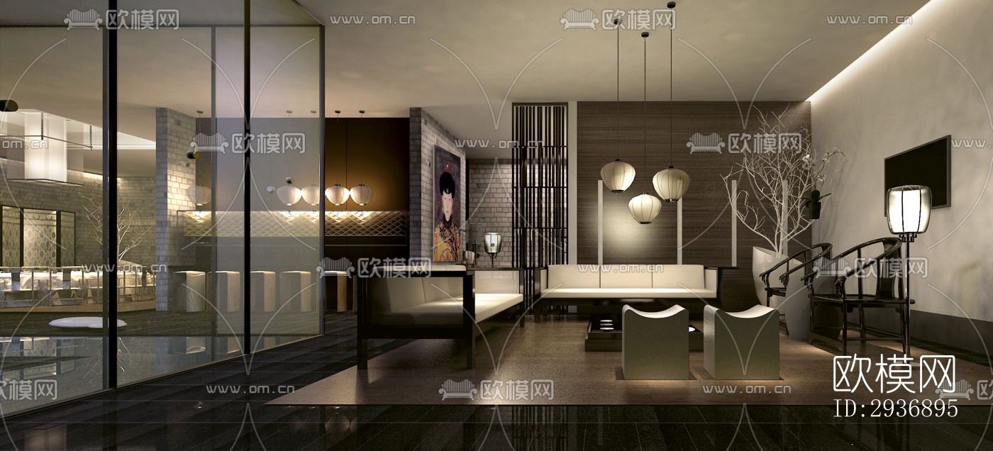 中式中餐厅效果图下载（渲染图13）