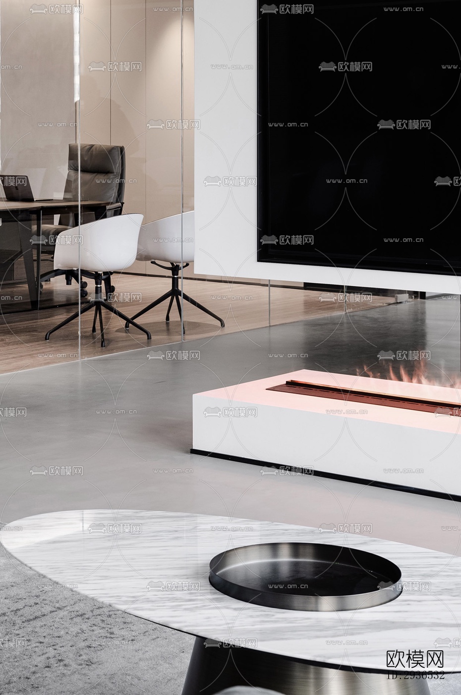 高级灰办公区效果图下载（渲染图12）