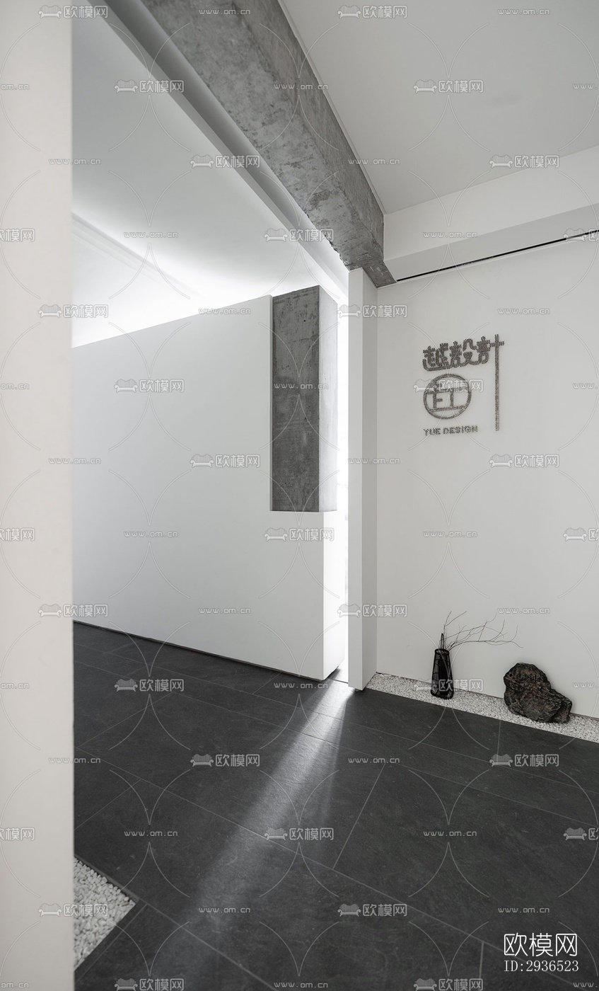 高级灰办公区效果图下载（渲染图19）