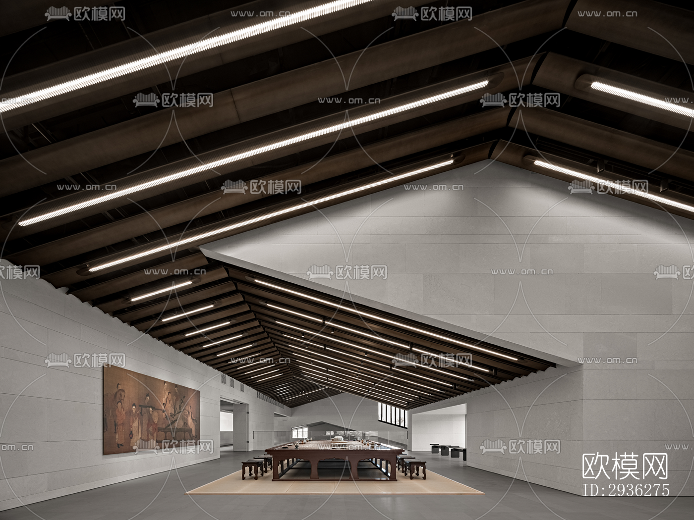 新中式美术博物馆效果图下载（渲染图9）