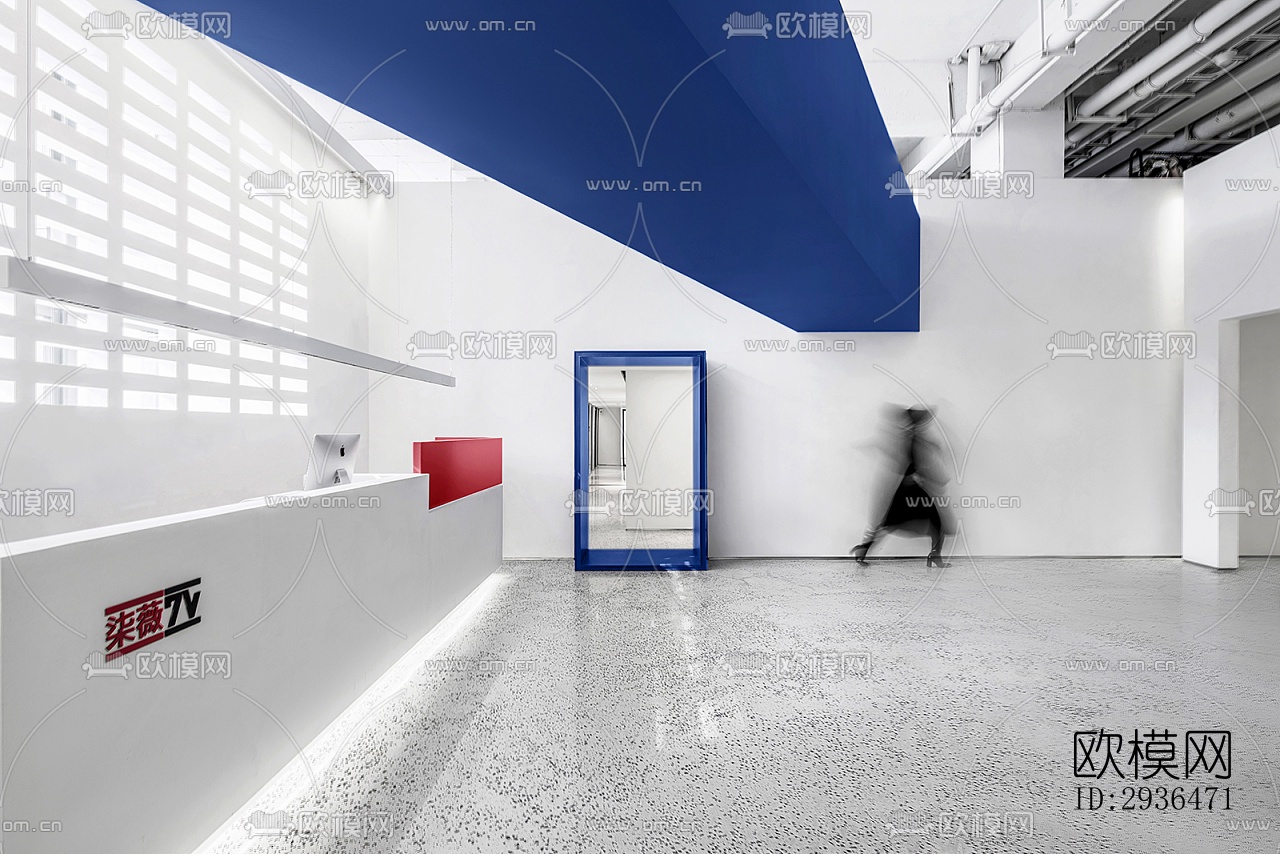 现代办公区效果图下载（渲染图1）