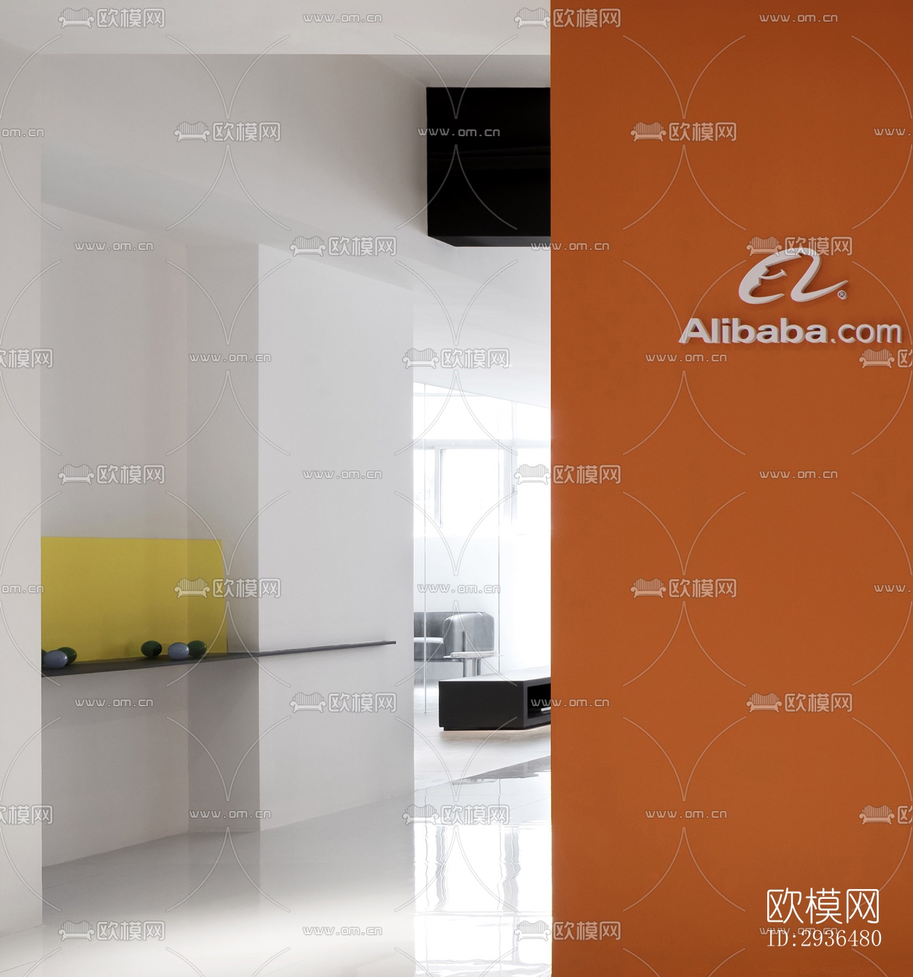 现代办公区效果图下载（渲染图1）