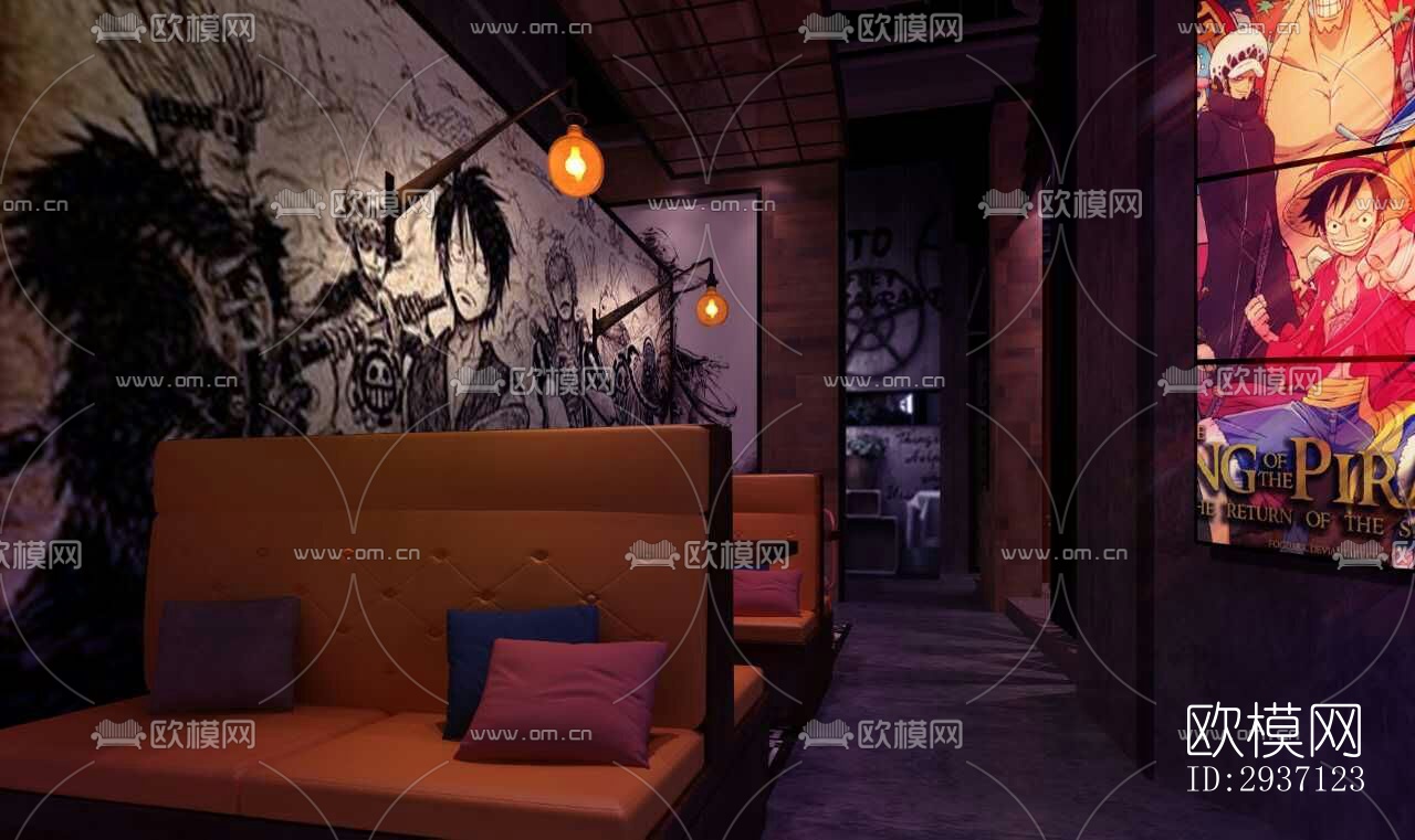 工业风西餐厅效果图下载（渲染图3）