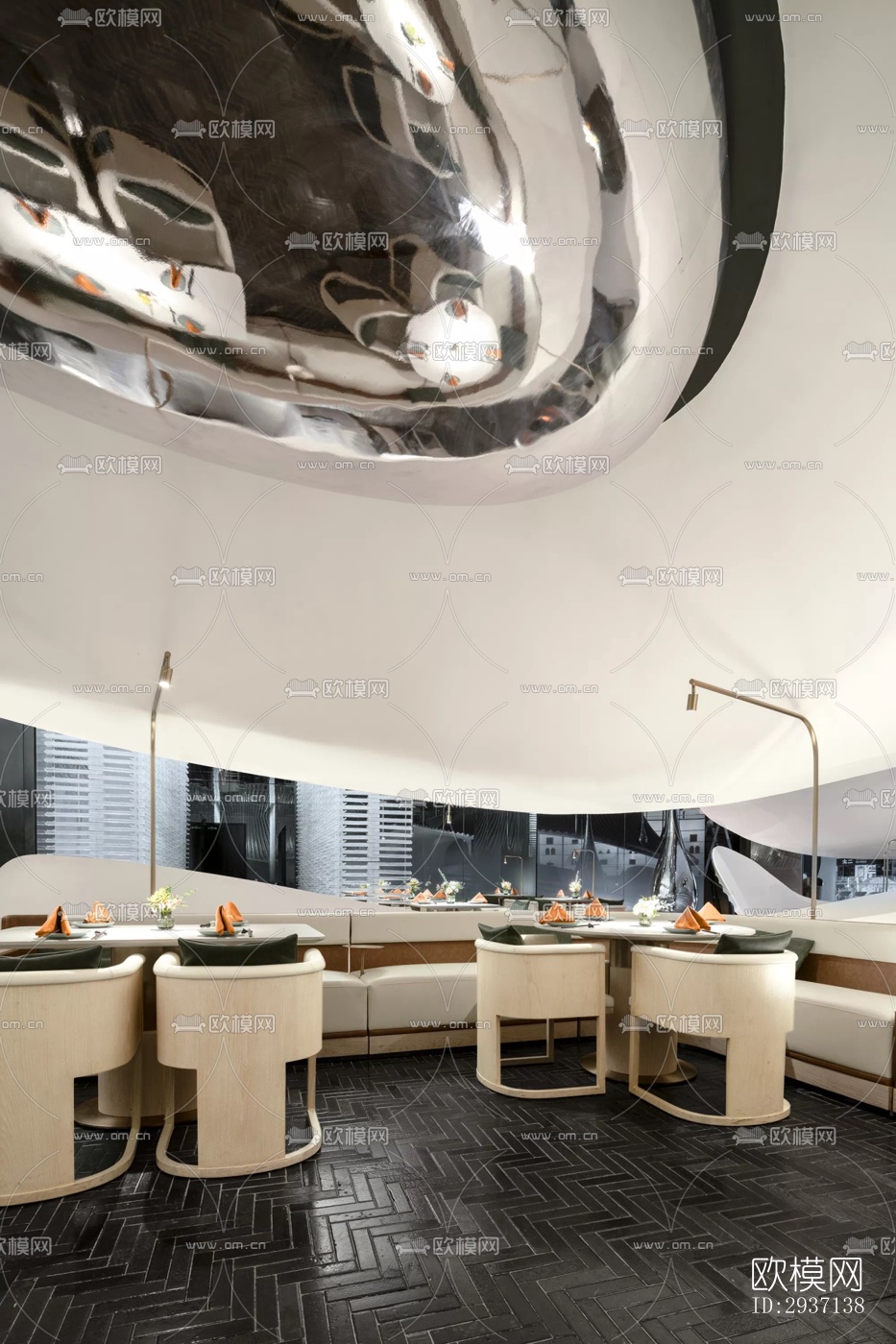 高级灰西餐厅效果图下载（渲染图13）