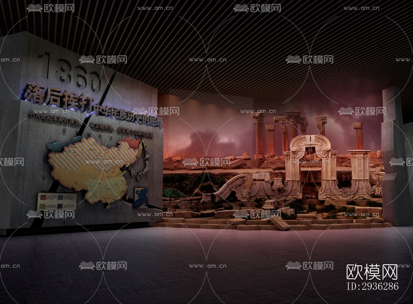 新中式美术博物馆效果图下载（渲染图6）