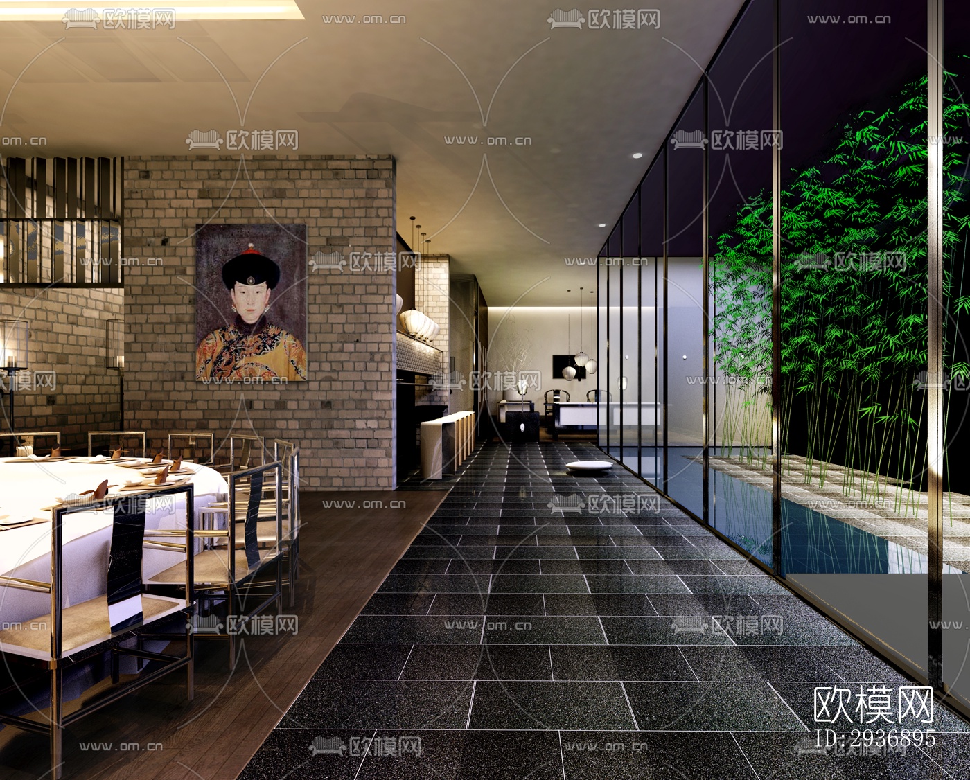 中式中餐厅效果图下载（渲染图11）