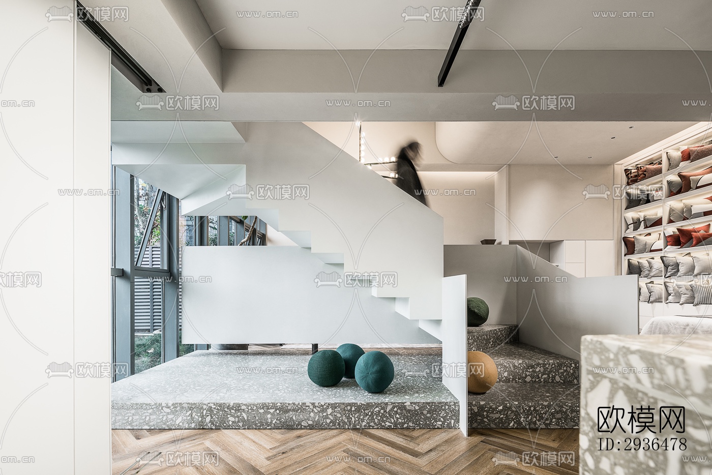 现代办公区效果图下载（渲染图3）