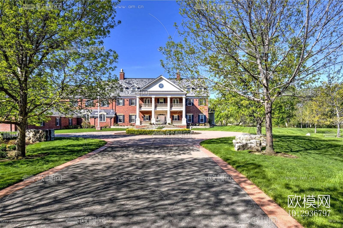 美式居住建筑效果图下载（渲染图7）